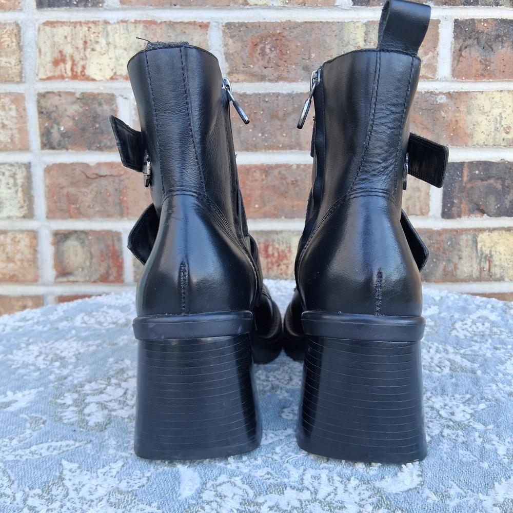 Harley-Davidson Black Leather Moto Combat Boots Sz 5 Biker-Chic Grunge Gothic - Picture 5 of 16